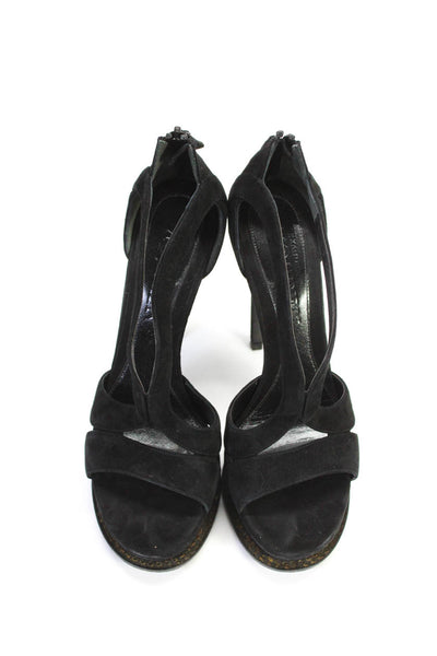 Alexander McQueen Womens Open Toe Strappy Stiletto Platform Sandals Black Size 9