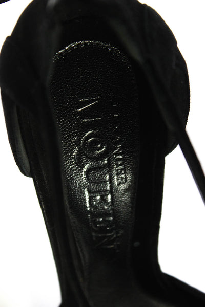 Alexander McQueen Womens Open Toe Strappy Stiletto Platform Sandals Black Size 9