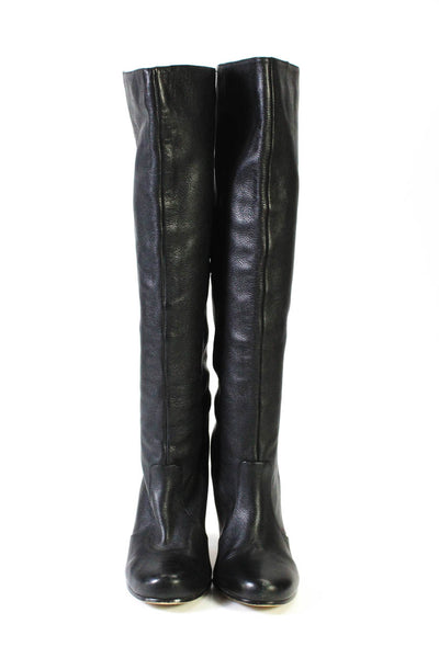 Dolce Vita Women's Round Toe Cone Heels Leather Knee High Boot Black Size 8.5