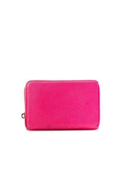 Smythson Womens Leather Zip Around Rectangular Card Holder Pink Wallet
