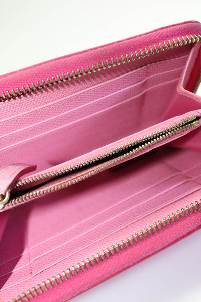 Smythson Womens Leather Zip Around Rectangular Card Holder Pink Wallet