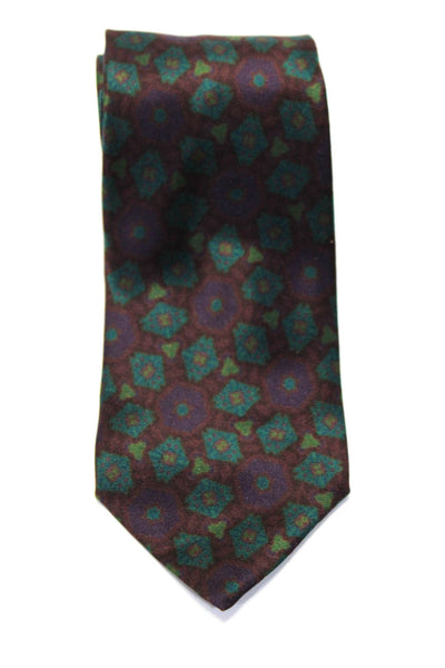 Etro Mens Silk Spotted Print Wrapped Classic Tie Dark Purple Size One Size