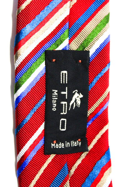 Etro Mens Striped Print Casual Wrapped Tie Red Size One Size