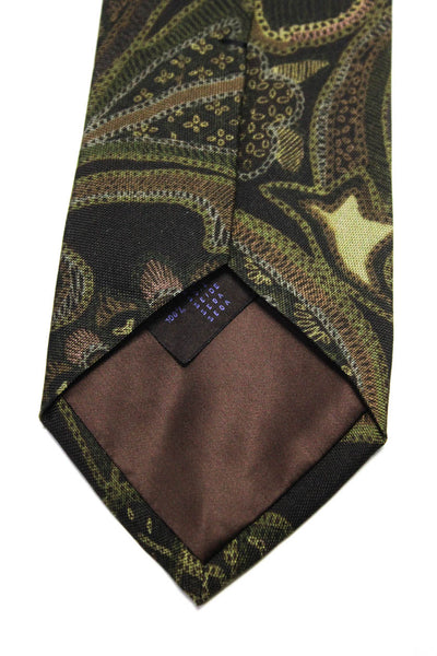 Etro Mens Silk Abstract Print Wrapped Formal Tie Brown Size One Size