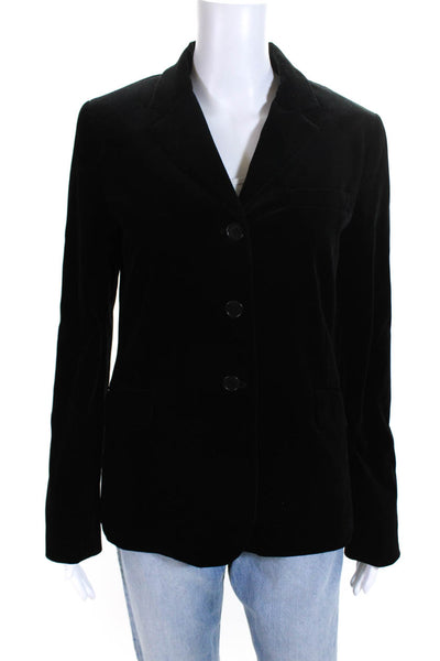 Theory For Scoop Womens Velvet Slim Fit Three Button Blazer Jacket Black Size 10