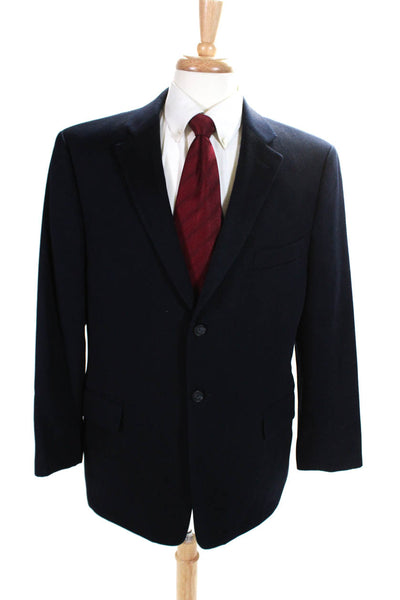 John W. Nordstrom Mens Cashmere Notched Collared Two Button Blazer Navy Size 44S