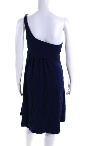 Susana Monaco Womens One Shoulder Sleeveless Empire Waist Dress Blue Size S