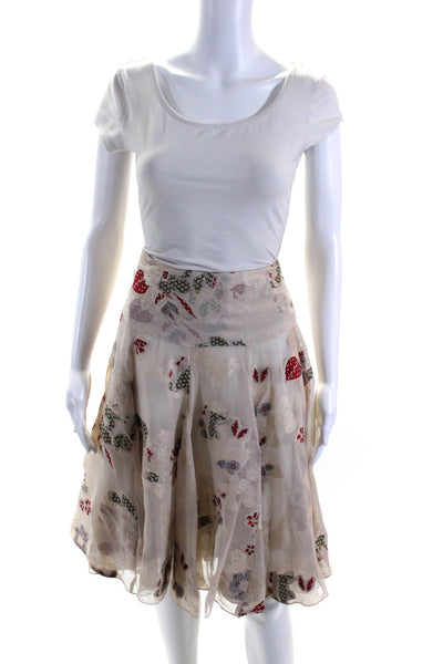 Etro Womens Beige Floral Print Lined Knee Length A-Line Skirt Size 46
