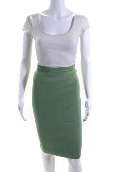 Etro Womens Sage Green Cotton Pull On Stretch Midi Pencil Skirt Size 46