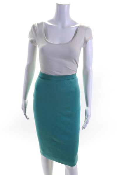 Etro Womens Mint Cotton Knit Pull On Stretch Pencil Skirt Size 48