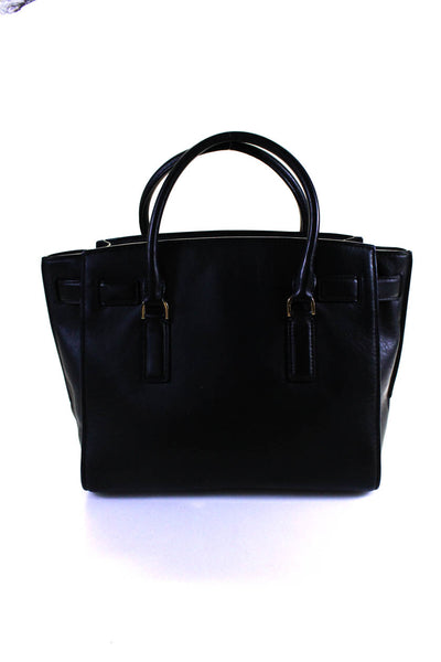 Michael Michael Kors Womens Leather Gold Tone Shoulder Handbag Black