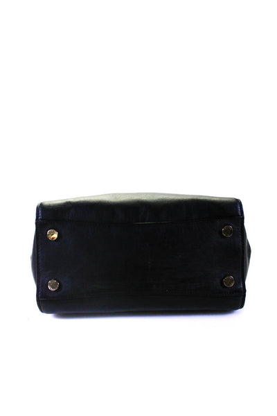 Michael Michael Kors Womens Leather Gold Tone Shoulder Handbag Black