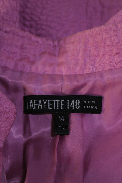 Lafayette 148 New York Womens Full Zipper Jacket Pink Cotton Size 14
