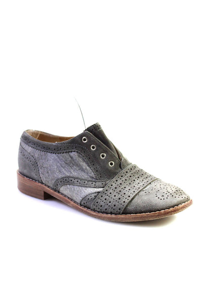 Gabriela Hearst Womens Leather Oxford Flats Gray Size 38.5 8.5