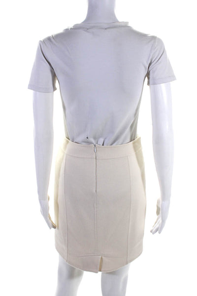 Kiton Womens Solid Cream Lined Pencil Mini Skirt Size 4/6