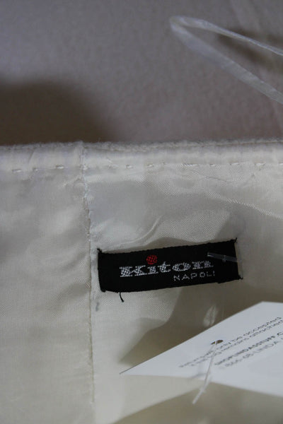 Kiton Womens Solid Cream Lined Pencil Mini Skirt Size 4/6