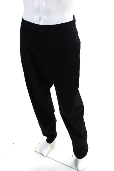 Lacoste Mens Cotton Buttoned Slim Straight Casual Pants Black Size EUR40