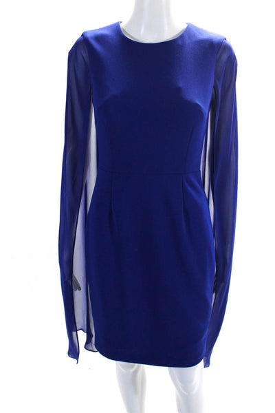 Calvin Klein Womens Sleeveless Knee Length Sheer Cape Pencil Dress Blue Size 2