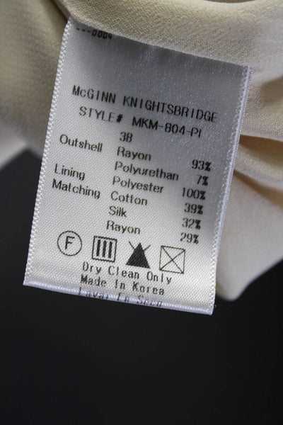 McGinn Womens Metallic Beige V-Neck Cut Out Sleeveless A-Line Dress Size 38
