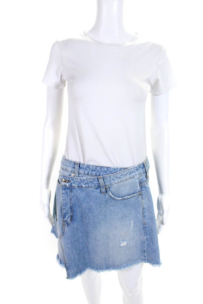 Derek Lam Womens Denim Cleo Crossover Mini Skirt Blue Cotton Size 30
