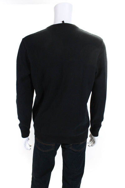Theory Mens Long Sleeves Crew Neck Pullover Sweater Black Size Large