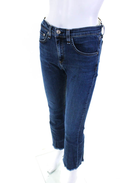 Rag & Bone Womens High Waist Ankle Flare Jeans Pants Blue Cotton Size 27