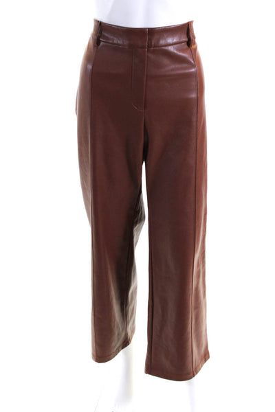 Avec Les Filles Womens Hook & Pile Zipped Straight Leg Dress Pants Brown Size M