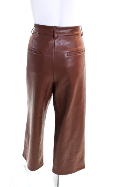 Avec Les Filles Womens Hook & Pile Zipped Straight Leg Dress Pants Brown Size M