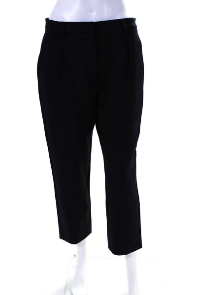 Prada Womens Wool Four Pocket Hook Close High-Rise Cropped Pants Navy Size 40S