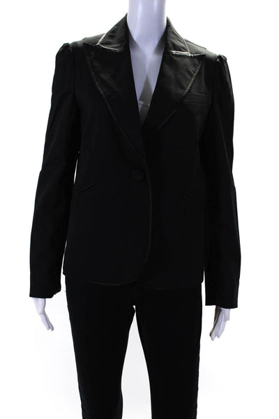 Marc Jacobs Womens Peak Collar Long Sleeve One Button Blazer Black Size 8