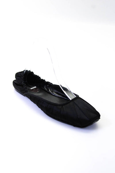 Bottega Veneta Womens Stretch Pleated Round Toe Flats Black Size 37.5 7.5