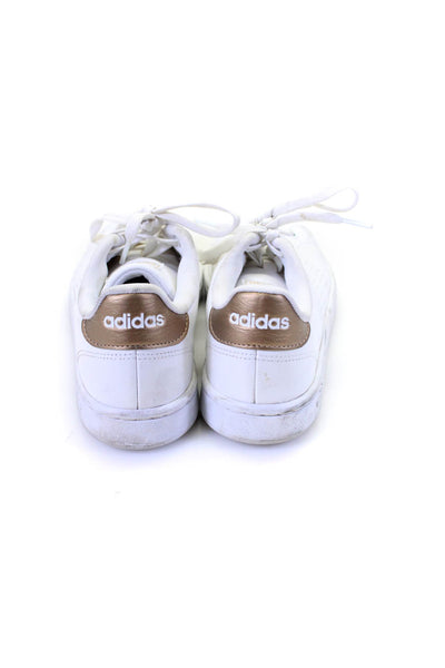 Adidas Womens Leather Low Top Lace Up Athletic Sneakers White Gold Tone Size 7