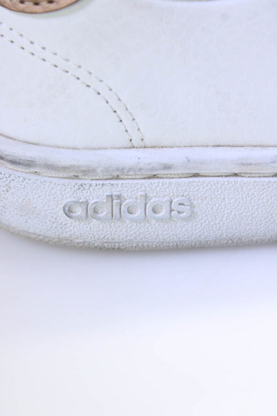 Adidas Womens Leather Low Top Lace Up Athletic Sneakers White Gold Tone Size 7