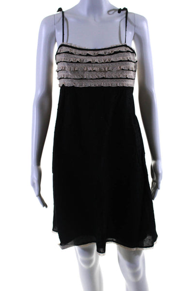 Betsey Johnson Women's Spaghetti Straps Lace Trim Mini Dress Black Size 8