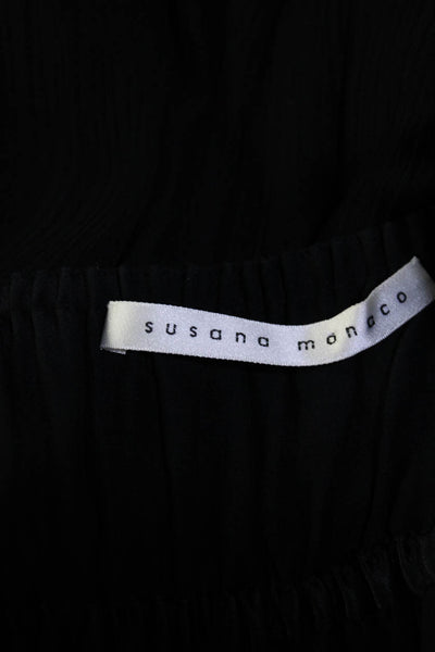 Susana Monaco Womens Scoop Neck Spaghetti Straps Ruffle Mini Dress Black Size 10