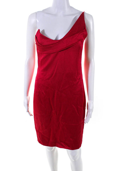 Cushnie Womens Scoop Neck One Shoulder Mini Dress Fuschia Size 6