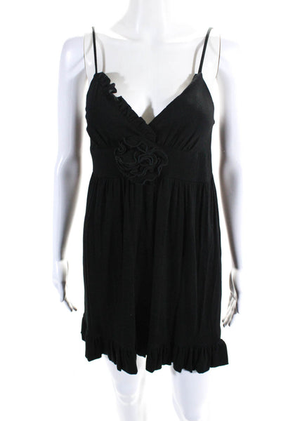 Betsey Johnson Womens Black Embellished V-Neck Sleeveless Mini Dress Size 10