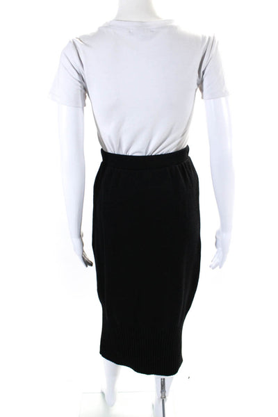 Claude Barthelemy Womens Black Wool Knit Pull On Midi Sweater Skirt Size M