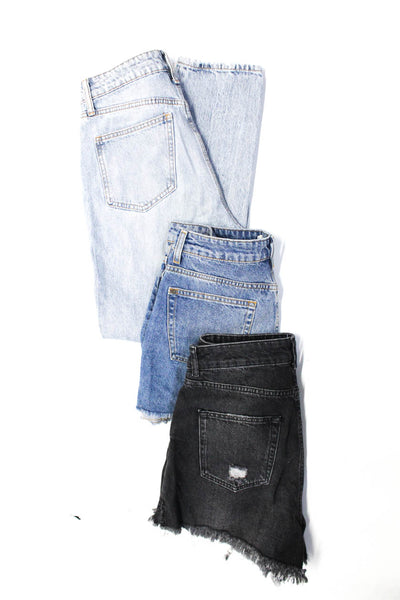 Zara Womens Denim Shorts Jeans Black Blue Cotton Size 6 Lot 3