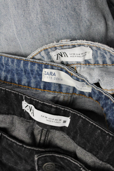 Zara Womens Denim Shorts Jeans Black Blue Cotton Size 6 Lot 3