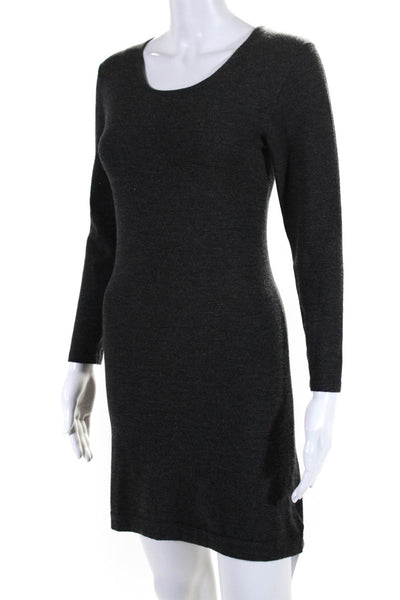 Theory Womens Long Sleeves Jiya New Steady Sweater Dress Gray Wool Size Small