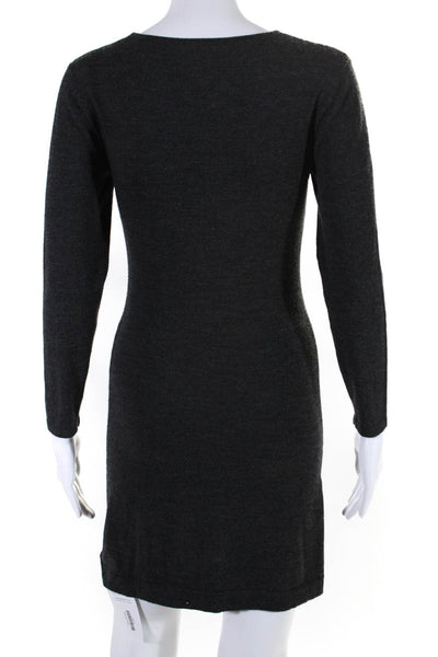 Theory Womens Long Sleeves Jiya New Steady Sweater Dress Gray Wool Size Small