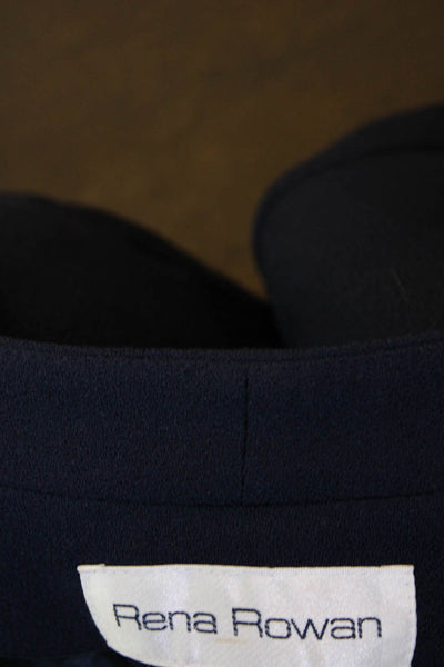 Rena Rowan Womens Two Button V Neck Blazer Jacket Navy Blue Size 6