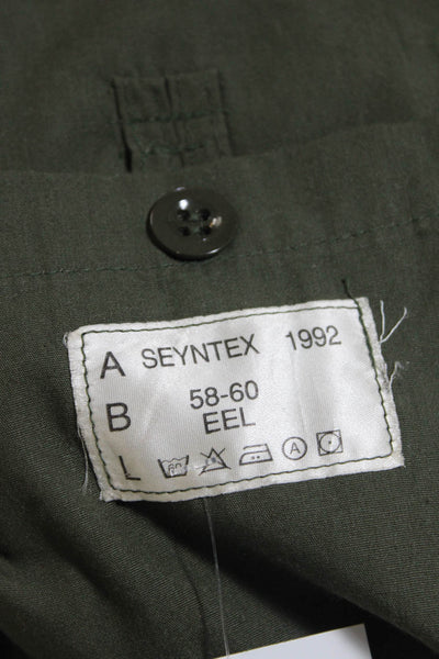 Seyntex Mens Vintage 1992 Button Up Field Jacket Coat Olive Green Size Large