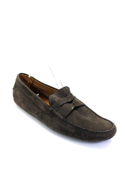 Tods Men's Round Toe Suede Slip-On Flat Loafers Shoe Gray Size 9.5