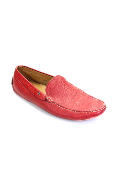 Tods Men's Round Toe Slip-On Leather Loafers Shoe Red Size 9.5