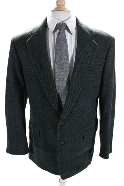 Christian Aujard Mens Wool Blend Notch Collar Suit Jacket Green Size 40R