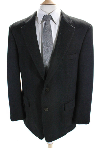 Lords of London Mens Cashmere Notch Collar Two Button Suit Jacket Black Size 44R