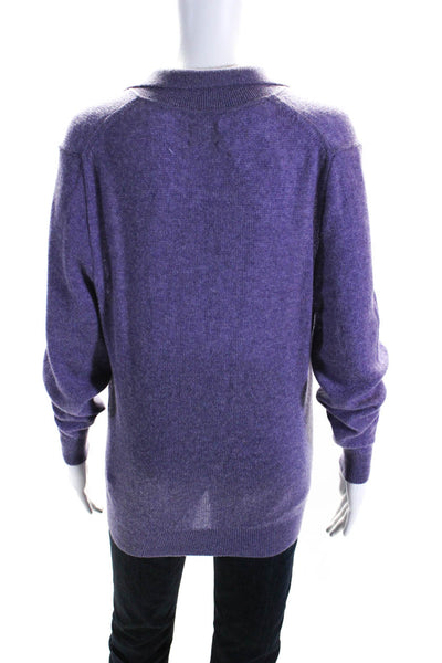 Khaite Womens Collared Oversize V Neck Pullover Sweater Purple Cashmere Size XS