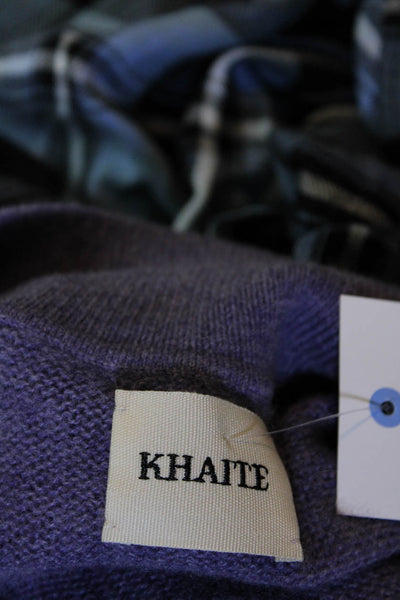 Khaite Womens Collared Oversize V Neck Pullover Sweater Purple Cashmere Size XS